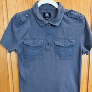 Rock & Republic Boy's Short Sleeve Gray Cotton Shirt Chest Pockets Buttons Sz: S